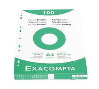 Exacompta 13603E - Funda de 100 fichas Bristol, 125/200 5 x 5, perforada, color blanco , color blanco 210 x 297 cm