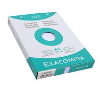 Exacompta - 13608E - Caja de 100 tarjetas bristol rejilla 5x5 perforadas - formato 148 x 210 mm - compatible con impresoras inkjet, láser y fotocopiadoras - color blanco