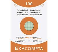Exacompta - 13659E - Caja de 100 tarjetas bristol rejilla 5x5 perforadas - formato 105 x 148 mm - compatible con impresoras inkjet, láser y fotocopiadoras - colores surtidos