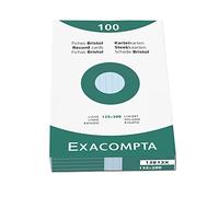 Exacompta - 13813X - Caja de 100 fichas rayadas sin perforar - formato 125 x 200 mm - compatible con impresora inkjet, láser y fotocopiadora - color azul