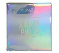 Exacompta - 14133E - Álbum de fotos libro GLOSSY 30 páginas negras - 60 fotos - Formato 25,5 x 26 cm - tapa con portada holográfica metalizada