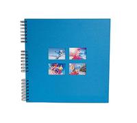 Exacompta - 15115E - Álbum de fotos en espiral MILANO - 360 fotos - 60 páginas negras - tamaño 32 x 32 cm - cubierta de papel azul efecto textil - ventana de personalización - certificado FSC®