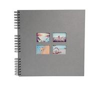 Exacompta - 15116E - Álbum de fotos espiral MILANO - 360 fotos - 60 páginas negras - formato 32 x 32 cm - cubierta de papel gris efecto textil - ventana de personalización - certificado FSC®