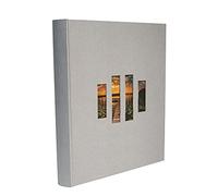 Exacompta - 16072E - Álbum de fotos libro MILANO - 300 fotos - 60 páginas negras - tamaño 29 x 32 cm - cubierta de papel gris efecto textil - ventana de personalización - certificado FSC®