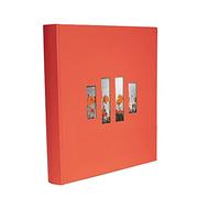 Exacompta - 16077E - Álbum de fotos libro MILANO - 300 fotos - 60 páginas negras - tamaño 29 x 32 cm - cubierta de papel efecto textil rojo - ventana de personalización - certificado FSC®