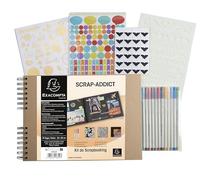 Exacompta Álbum de scrap SCRAP addict 16802E – espiral 70 páginas negras, 12 rotuladores metálicos