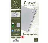 Exacompta Separadores de polipropileno 1723B – reciclado, gris, 20 teclas, alfabeto alemán, 2/3 A4