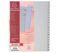 Exacompta - 1920E - Separadores de polipropileno reciclado gris con 20 pestañas impresas alfabéticamente de la A a la Z -Formato para archivar A4maxi - Dimensiones 24,5x29,7cm - Certificado Blue Angel
