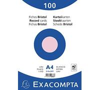 Exacompta 210 x 297 mm Plain Fichas de Bristol, color rosa