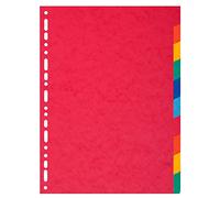 Exacompta - 2110E - Separadores en cartulina reciclada de colores vivos 220g/m2 con 10 pestañas neutras - Formato para archivo A4 maxi - Dimensiones 24,5 x 29,7 cm