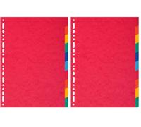 Exacompta - 2110E - Separadores en cartulina reciclada de colores vivos 220g/m2 con 10 pestañas neutras - Formato para archivo A4 maxi - Dimensiones 24,5 x 29,7 cm (Paquete de 2)