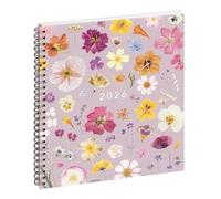 Exacompta 2208027E - Agenda de escritorio Eurotime 22S espiral Camino des Marettes interior reciclado 18,5 x 22,5 cm Semanal de diciembre de 2025 a diciembre de 2026 - Rosa