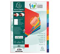 Exacompta - 2212E - Separadores en cartulina FSC® brillo de 225g/m2 con 12 pestañas de colores neutros - reforzado y plastificado - Tira perforada reforzada - Formato para archivo A4