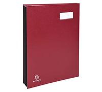 Exacompta - 22180E - 1 bloc de firma ejecutivo - reverso de lona con fuelle - portaetiquetas - tapa de plástico - 18 tarjeteros rosas con 3 perforaciones - 24x32 cm - colores aleatorios