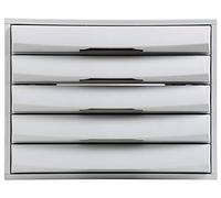 Exacompta 222040D -Módulo individual con 5 cajones para documentos A4+, cajones cerrados, con stop de seguridad -387x284x218 mm -THE BOX - Gris claro