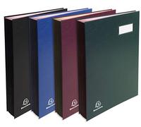 Exacompta - 22240E - 1 bloc de firma ejecutivo - reverso de lona con fuelle - portaetiquetas - tapa de plástico - 24 tarjeteros rosas con 3 perforaciones - 24x32 cm - colores aleatorios