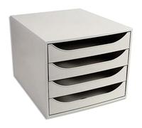 Exacompta 228606D Caja de almacenamiento Office con 4 cajones para documentos DIN A4+ Ecobox de alta capacidad para más espacio en el escritorio Big Box Gris