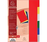 Exacompta - 3006E - Separadores Polipropileno Flexible con 6 Lengüetas Neutras - Antidesgarro - Formato Archivo A4 - Dimensiones 22,5 x 29,7 cm - Colores Surtidos