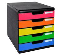 Exacompta 301798d Modulo caissons con 5 cajones Iderama A4 negro/Arlequín Glossy