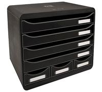 Exacompta 307714D -Módulo individual con 7 cajones para documentos A4 + y 3 cajones estrechos pero altos para guardar todos los utensilios de oficina, con tope de seguridad y porta etiquetas - 270x355