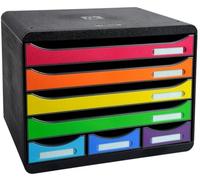 Exacompta 307798D - Módulo individual con 7 cajones para documentos A4 + y 3 cajones estrechos pero altos para guardar todos los utensilios de oficina, con tope de seguridad y porta etiquetas