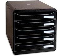 Exacompta 309714D - Módulo individual con 5 cajones para documentos A4+, ultra-rígido, cajones abiertos, con stop de seguridad - 347x278x271 mm - BIG-BOX PLUS -Negro