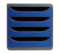 Exacompta 310703D - Módulo individual para documentos A4 + con 4 cajones, ultra-rígido y con stop de seguridad - 347x278x267 mm - BIG-BOX - Negro/Azul oscuro (opaco)