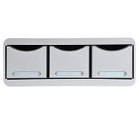 Exacompta 318740D - Cajón individual con 3 cajones para ordenar todo tipo de utensilios, con stop de seguridad y porta-etiquetas - 270x355x135 mm - TOOLBOX MAXI - Gris claro