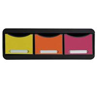Exacompta 318798D - Cajón individual con 3 cajones para ordenar todo tipo de utensilios, con stop de seguridad y porta-etiquetas - 270x355x135 mm - TOOLBOX MAXI - Negro/multicolor