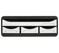 Exacompta 3197213D - Cajón individual con 4 cajones para ordenar todo tipo de utensilios, con stop de seguridad y porta-etiquetas - 270x355x135 mm - TOOLBOX MAXI - Negro/blanco brillante