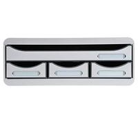 EXACOMPTA 319740D - Cajón individual con 4 cajones para ordenar todo tipo de utensilios, con stop de seguridad y porta-etiquetas - 270x355x135 mm - TOOLBOX MAXI - Gris claro