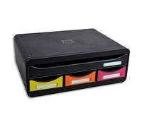 Exacompta 319798D - Cajón individual con 4 cajones para ordenar todo tipo de utensilios, con stop de seguridad y porta-etiquetas - 270x355x135 mm - TOOLBOX MAXI - Negro/multicolor