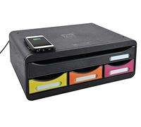 Exacompta 319798QID - Módulo individual con 4 cajones y carga sin cables para smart-phones (Qi) - 270x355x135 mm - TOOLBOX MINI - Negro/multicolor