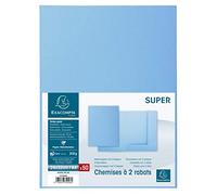 Exacompta 332006E - Lote de 50 Subcarpetas Super 250 con 2 Solapas, Color Azul Claro