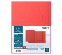 Exacompta 335008E - Lote de 50 Subcarpetas Super 250 Impresas y con 2 Solapas, Color Rojo