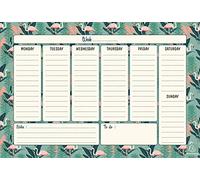 Exacompta 337001X - Escribanía/Calendario perpetual Color Design con 60 hojas encoladas y arrancables, Tamaño 27x18cm,Textos en Inglés, Diseño Flamenco