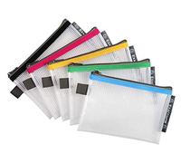 Exacompta - 34120E - Caja de 10 bolsillos con cremallera ZIP - En polipropileno flexible para guardar útiles, accesorios de belleza - Formato para archivo A6-5 colores surtidos