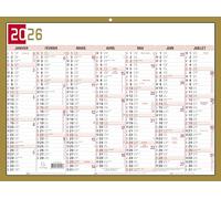 Exacompta 34311E - Calendario tricolor, 22 x 29,5 cm, 7 meses por cara, 2024, color rojo, negro y dorado