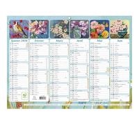 Exacompta 34382E - Calendario de pared - Tema de flores ilustraciones SOPHIE ADDE - 6 meses por cara - Dimensión 29,5 cm x 22 cm - Calendario 12 meses de enero de 2026 a diciembre de 2026