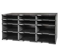 EXACOMPTA 385714D MODULODOC - 12 compartimentos vacíos (6 normales + 6 jumbo) ECOBlack negro/gris ratón