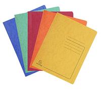 Exacompta 39990E - Lote de 25 Carpetas de papel satinado 355 g, A4, con líneas en la portada, para clasificar o presentar hasta 350 hojas, A4, Colores (azul, amarillo, naranja, rojo y verde)