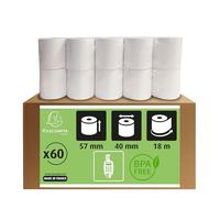 Exacompta 40753E - Lote de 60 rollos de papel térmico (1 capa, ancho: 57 mm, longitud: 18 m, diámetro del núcleo: 12 mm, 55 g/m², parte trasera impresa, para dispositivos de pago con tarjeta (EC Cash)