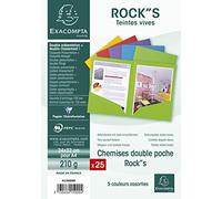Exacompta 415000E - Lote de 25 Subcarpetas Dobles Rock"S 210 con Solapas Inferiores, Colores Surtidos
