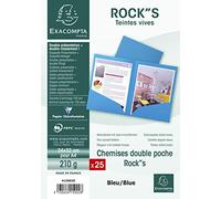 Exacompta 415002E - Lote de 25 Subcarpetas Dobles Rock"S 220 con Solapas Inferiores, Color Azul