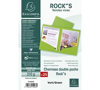 Exacompta 415003E - Lote de 25 Subcarpetas Dobles Rock"S 220 con Solapas Inferiores, Color Verde
