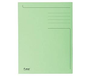 Exacompta - 449013E - Pack de 50 subcarpetas rígidas impresas con 3 solapas Forever® 280 g/m² - 100% reciclado y certificado Blue Angel - dimensiones 24,5x35 cm para formato folio - color verde prado