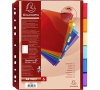 Exacompta, 4834E, Separadores para archivadores de palanca o anillas, con bolsillo personalizables, Polipropileno Alta Resistencia 20/100, 6 Posiciones, A4, Multicolor