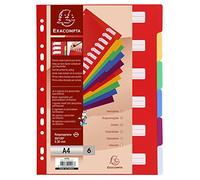 Exacompta - 4906E - Separadores de polipropileno rígido opaco con 6 pestañas neutras - Primer índice impreso - Formato de archivo A4 - Colores brillantes surtidos