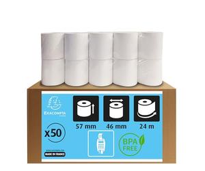 Exacompta 50 Rollos Tarjeta 57mm x 46mm 55g/m² Longitud 24 m