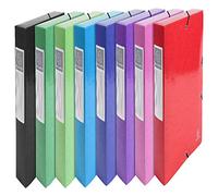 Exacompta - 50629E - 8 cajas archivadoras IDERAMA con gomas - en cartulina brillante 600g/m2 - lomo 6 cm - dimensiones 25 x 33 cm - para documentos A4-8 colores surtidos - se entrega montada
